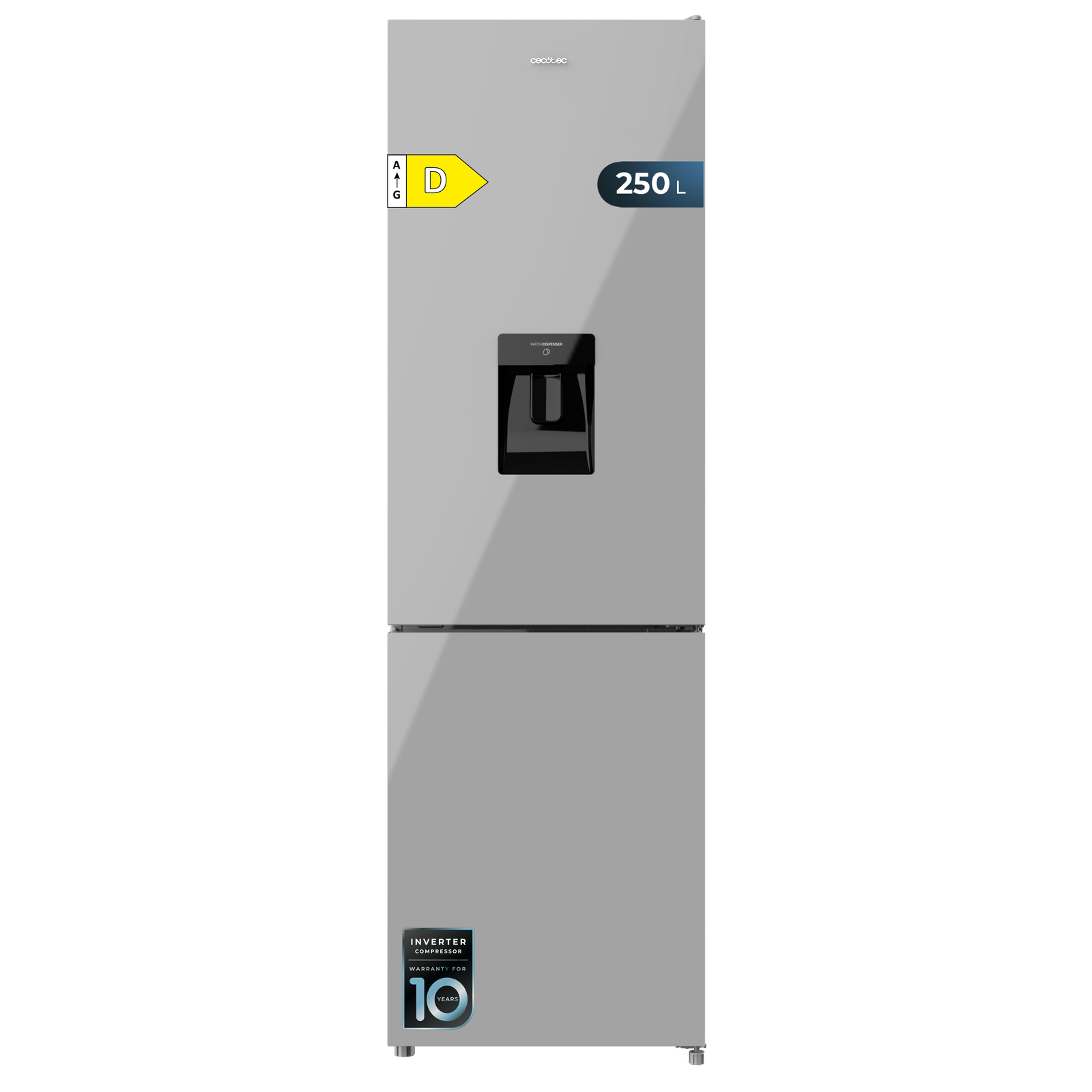 frigo_1-6 REACONDICIONADO Seminuevo Excelente Frigorífico combi - Cecotec Bolero CoolMarket Combi 250 WD Grey Glass D, Capacidad 250 litros, 180cm de alto - Imagen 1