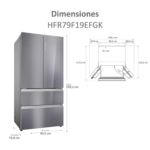 Frigorífico americano - Haier FD 90 Series 7 HFR79F19EFGK Cristal, No Frost, 190 cm, 703 l, Fabricador de hielo, My Zone, Cristal Zafiro - Imagen 4