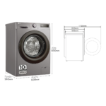 Lavadora carga frontal - LG F4WR5009A6M.AMBQPES, 9 kg, 1400 rpm, 12 programas, Inox grafito antihuellas - Imagen 3