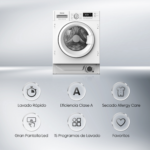 Lavadora integrable - Hisense WF3M841BWIES, 8 kg, 1400 rpm, 15 programas, Secado Allergy Care, Clase A, Sin Panelar - Imagen 6