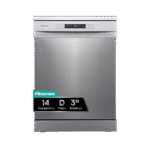 Lavavajillas - Hisense HS623D10X, 14 servicios, 7 programas, 60 cm, Media Carga, Tercera bandeja, Inox