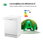 Lavavajillas - LG DF273FW,  14 servicios, 10 programas, 60 cm,  QuadWash™, Blanco - Imagen 5