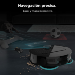 Robot friegasuelos - Cecotec Conga X50, 50 W, 240 min autonomía, Navegación láser, Fregado spin, 15000 Pa, Negro - Imagen 2