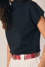 Jersey cuello alto manga corta azul marino - Imagen 3