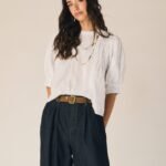 Pantalón fluido tipo tejano azul marino