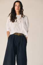 Pantalón fluido tipo tejano azul marino - Imagen 2