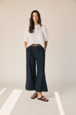 Pantalón fluido tipo tejano azul marino - Imagen 5