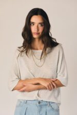 Jersey cuello caja brillo plata - Imagen 3