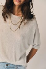 Jersey cuello caja brillo plata - Imagen 2
