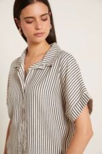 Camisa seersucker rayas manga corta blanco