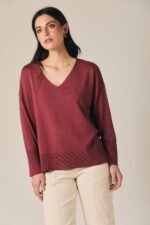 Jersey básico cuello pico vino - Imagen 4