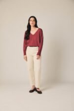 Jersey básico cuello pico vino - Imagen 3