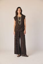 Pantalón fluido rayas marrón - Imagen 2