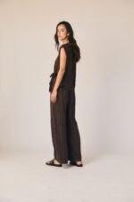 Pantalón fluido rayas marrón - Imagen 5