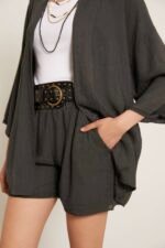 Short lino puntilla gris antracita - Imagen 5