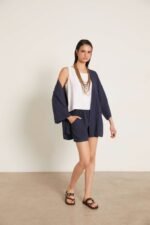 Short lino puntilla azul marino - Imagen 4