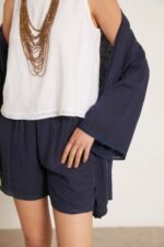 Short lino puntilla azul marino - Imagen 3