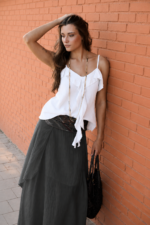 Falda algodón pico gris antracita