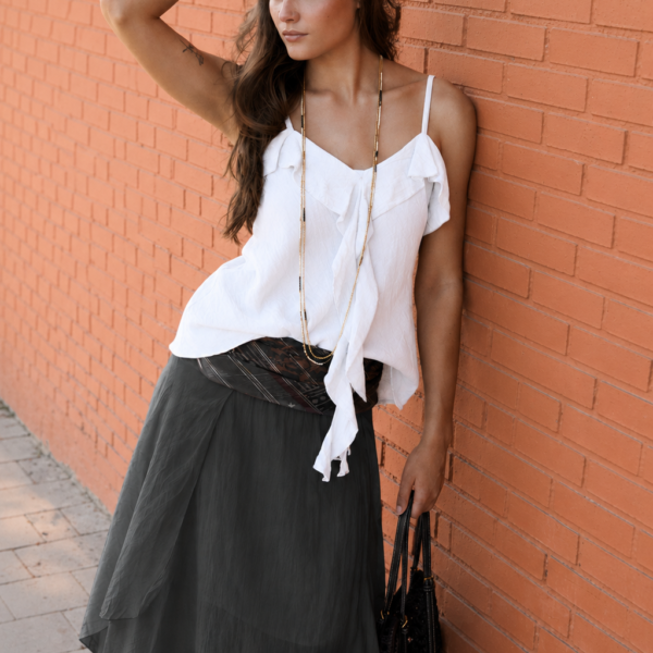 Falda algodón pico gris antracita